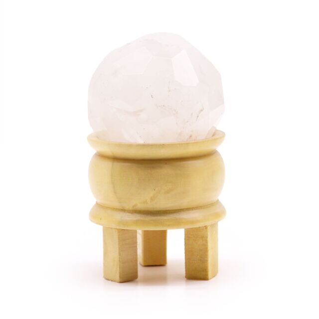 KDMD Gemstone Faceted Healing Ball & Stand - Rock Quartz in White - image 1