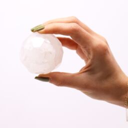 KDMD Gemstone Faceted Healing Ball & Stand - Rock Quartz in White - thumbnail 4