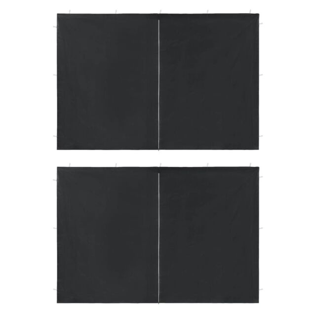 Berkfield Home Party Tent Sidewall 2 pcs with Zipper PE Anthracite in Black - image 1