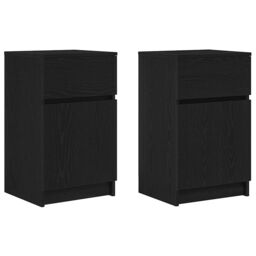 Berkfield Home Bedside Cabinets 2 pcs Black 39x35x65 cm Engineered Wood - Size: 39 x 35 x 65 cm - thumbnail 2