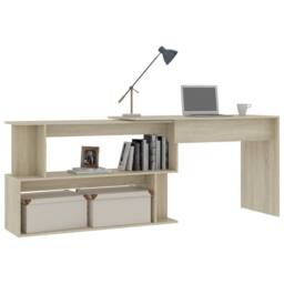 Berkfield Home Modern Corner Desk Sonoma Oak 200x50x76 cm Engineered Wood in Light Oak - Size: 200 x 50 x 76 cm