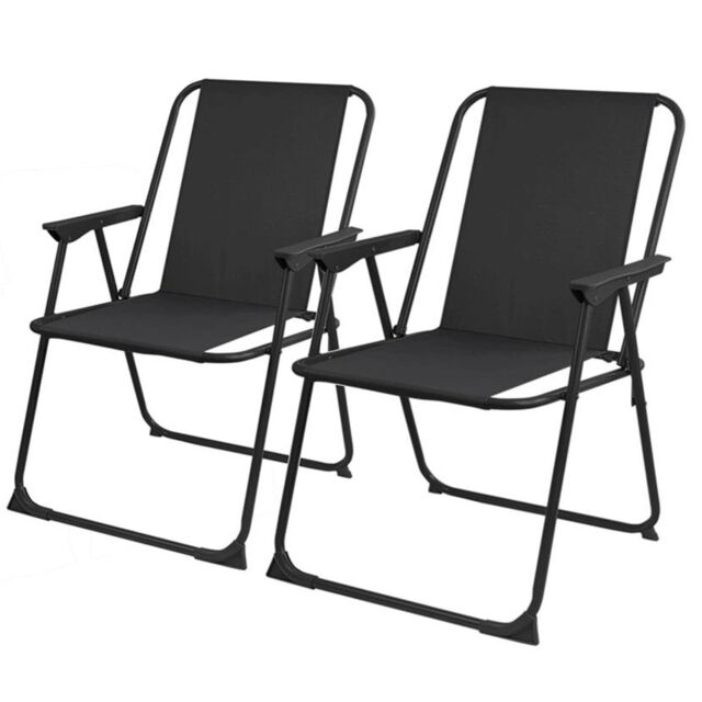 Gr8 Garden Set Of 2 Folding Garden Chair in Black