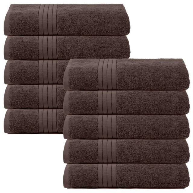 OHS 10 Pack of 100% Cotton Bath Sheet Bathroom Towel in Chocolate - image 1