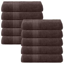 OHS 10 Pack of 100% Cotton Bath Sheet Bathroom Towel in Chocolate - thumbnail 1
