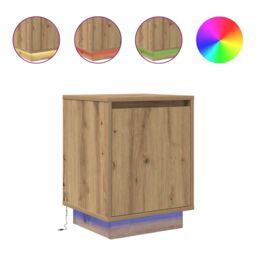 Berkfield Home Bedside Cabinets with LED Lights¬†2 pcs Artisan Oak 38x34x50 cm - Size: 38 x 34 x 50 cm - thumbnail 2