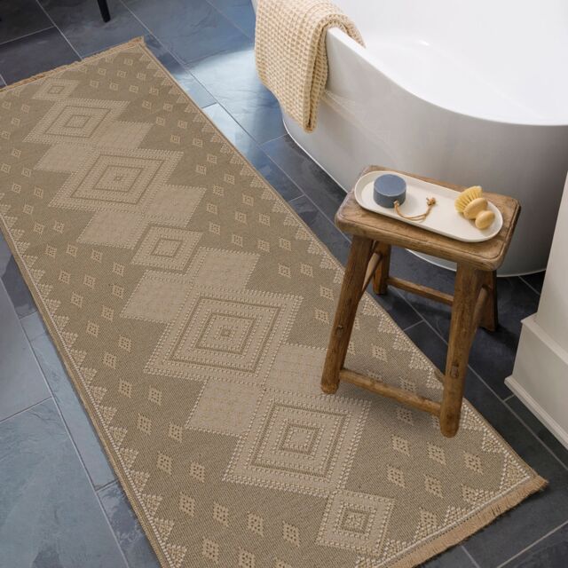 Livabliss Mystery-Washable Tan Beige Ivory Modern Jute Living Dining Rug - Size: 80 cm x 220 cm - image 1