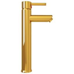 Berkfield Home Bathroom Sink with Tap & Push Drain Frosted Tempered Glass in Gold - thumbnail 4