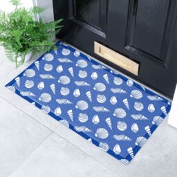 Artsy Mats White Shells Doormat (70 x 40cm) in Blue - Size: 40 cm x 70 cm