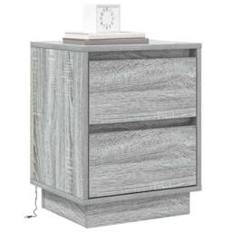 Berkfield Home Bedside Cabinet with LED Lights Grey Sonoma 39x34, 5x50 cm - thumbnail 3