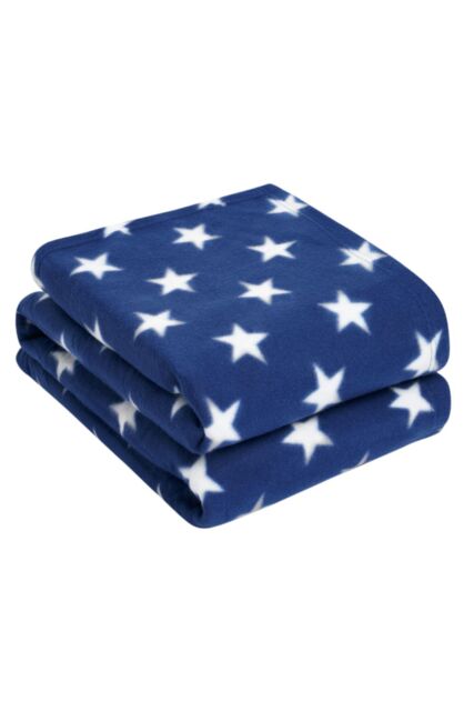 OHS Pack of 10 Printed Fleece Blanket Throw in Dark Blue - Size: 120 cm x 150 cm - image 1