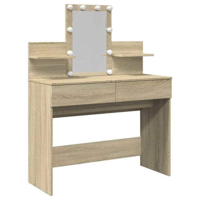 Berkfield Home Dressing Table with LED Sonoma Oak 100x40x130 cm in Light Brown - Size: 100 x 40 x 130 cm - image 1