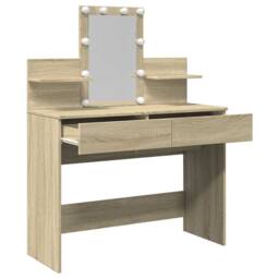 Berkfield Home Dressing Table with LED Sonoma Oak 100x40x130 cm in Light Brown - Size: 100 x 40 x 130 cm - thumbnail 9