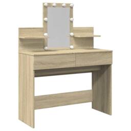 Berkfield Home Dressing Table with LED Sonoma Oak 100x40x130 cm in Light Brown - Size: 100 x 40 x 130 cm - thumbnail 1