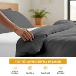 Grace Luxury Double Duvet Cover Sets with Matching Fitted Sheet in Charcoal - Size: Single - thumbnail 6