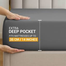 Grace Luxury Double Duvet Cover Sets with Matching Fitted Sheet in Charcoal - Size: Single - thumbnail 2