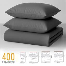 Grace Luxury Double Duvet Cover Sets with Matching Fitted Sheet in Charcoal - Size: Single - thumbnail 4