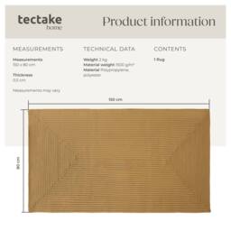 tectake Rug Raya 80 X 150 Cm - Brown in Tan - Size: 80 cm x 150 cm - thumbnail 6