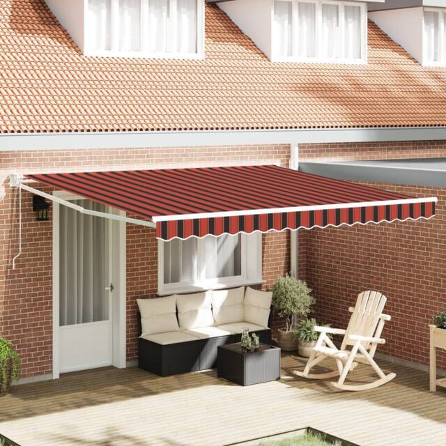 Berkfield Home Manual Retractable Awning with LED Orange & Brown 350x250 cm - image 1