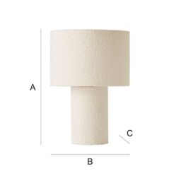 ValueLights Ash Natural Full Boucle Fabric Table Lamp in Cream - thumbnail 7