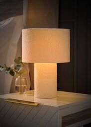 ValueLights Ash Natural Full Boucle Fabric Table Lamp in Cream - thumbnail 2