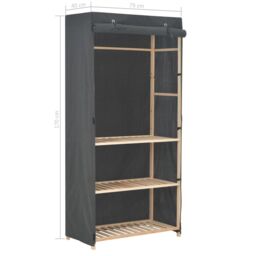 Berkfield Home 3-Tier Wardrobe Grey 79x40x170 cm Fabric - Size: 79 x 40 x 170 cm - thumbnail 6