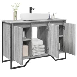 Berkfield Home Bathroom Sink Cabinet Grey Sonoma 91x35x60 cm Engineered Wood - Size: 91 x 35 x 60 cm - thumbnail 1