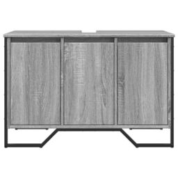 Berkfield Home Bathroom Sink Cabinet Grey Sonoma 91x35x60 cm Engineered Wood - Size: 91 x 35 x 60 cm - thumbnail 4