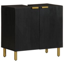 Berkfield Home Bathroom Sink Cabinet Black 62x33x58 cm Engineered Wood - Size: 62 x 33 x 58 cm - thumbnail 1