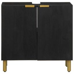 Berkfield Home Bathroom Sink Cabinet Black 62x33x58 cm Engineered Wood - Size: 62 x 33 x 58 cm - thumbnail 3
