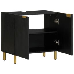 Berkfield Home Bathroom Sink Cabinet Black 62x33x58 cm Engineered Wood - Size: 62 x 33 x 58 cm - thumbnail 2