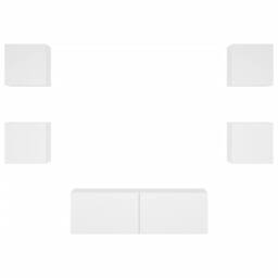 Berkfield Home 5 Piece TV Wall Cabinets with LED Lights White - thumbnail 7