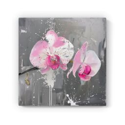 "Warren Reed - Designer Pink Orchids Splashart Canvas - Size: W16"" x H16""" - thumbnail 2