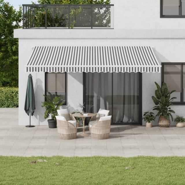 Berkfield Home Manual Retractable Awning with LED Anthracite&White 500x300 cm in Black - image 1