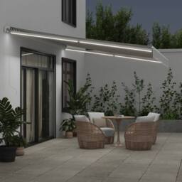 Berkfield Home Manual Retractable Awning with LED Anthracite&White 500x300 cm in Black - thumbnail 3