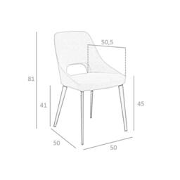 Angel Cerda Grey Fabric Dining Chair with Black Stainless Steel - thumbnail 7