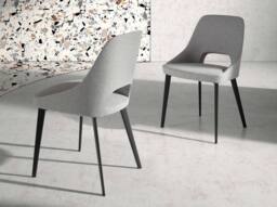 Angel Cerda Grey Fabric Dining Chair with Black Stainless Steel - thumbnail 3
