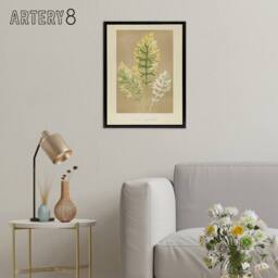 "Artery8 Vintage Botanical Dusty Miller Leaves Fawcett Framed Canvas Wall Art in Beige - Size: W12"" x H16""" - thumbnail 3