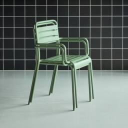 sweeek Pair Of Steel & Stackable Garden Armchairs in Green - thumbnail 4