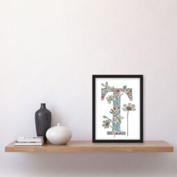 "Artery8 Women's Wall Art Print Letter T in Wildflowers Flowers Pretty Cute Floral Word Art Framed - Size: W12"" x H16""" - thumbnail 4