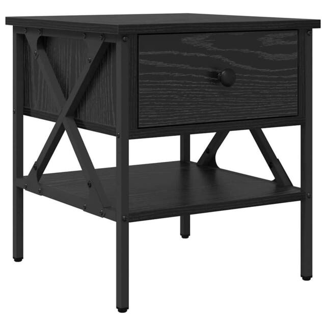 Berkfield Home Bedside Table Black Oak 40x42x45 cm Engineered Wood - Size: 40 x 42 x 45 cm - image 1
