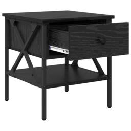 Berkfield Home Bedside Table Black Oak 40x42x45 cm Engineered Wood - Size: 40 x 42 x 45 cm - thumbnail 5