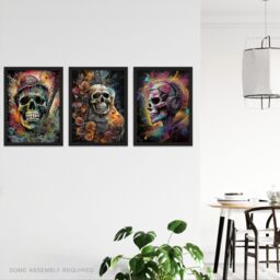 Artery8 A4 Wall Art & Frame Set of 3 Thrash Metal Death Skull Guitar in Black - thumbnail 2