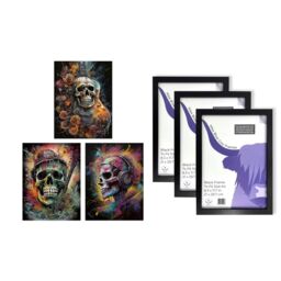 Artery8 A4 Wall Art & Frame Set of 3 Thrash Metal Death Skull Guitar in Black - thumbnail 5