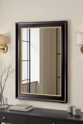 Yearn Mirrors Georgian Black Gold Framed Bevelled Mirror - thumbnail 1