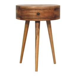 Wyld Haus Parma Mini Oak Mango Wood Circular Bedside Table in Brown - thumbnail 2