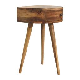 Wyld Haus Parma Mini Oak Mango Wood Circular Bedside Table in Brown - thumbnail 4