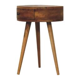 Wyld Haus Parma Mini Oak Mango Wood Circular Bedside Table in Brown - thumbnail 5