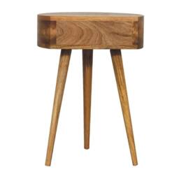 Wyld Haus Parma Mini Oak Mango Wood Circular Bedside Table in Brown - thumbnail 8