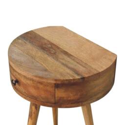 Wyld Haus Parma Mini Oak Mango Wood Circular Bedside Table in Brown - thumbnail 3