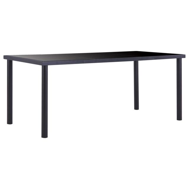 Berkfield Home Dining Table Black 180x90x75 cm Tempered Glass - Size: 180 x 90 x 75 cm - image 1
